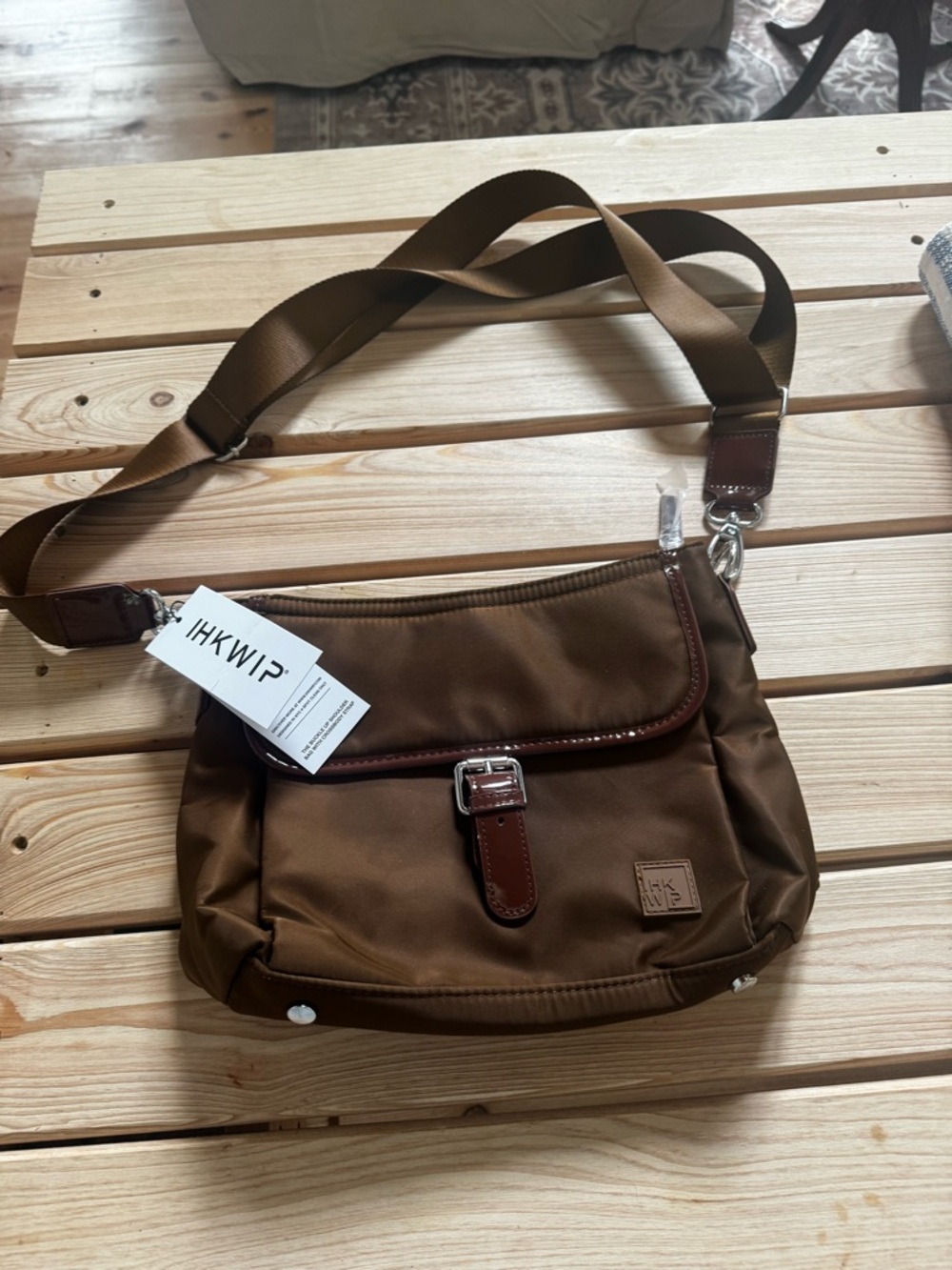 IHKWIP Brown Messenger Crossbody Bag for Men